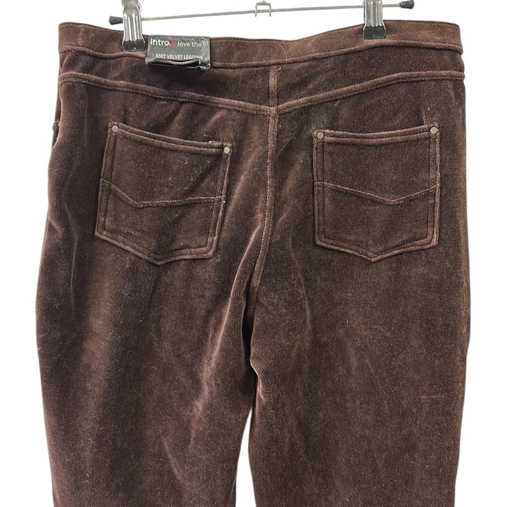 Intro Love The Fit Brown Velvet Slimming Look Comfort Waist Legging Women Medium - Picture 2 of 8